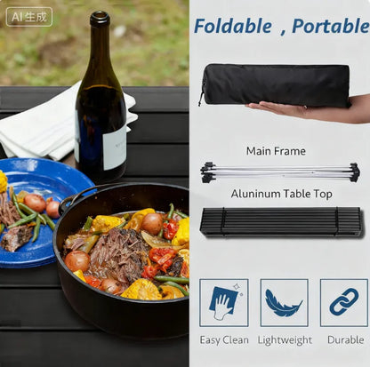 Foldable Aluminum Camping Table, Easy-Carry Design for Outdoor Cooking, Festivals & Home Use