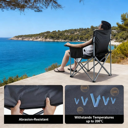 All-in-One Oversized Camping Chair | Padded Quad Lumbar, Side Pockets, Cup Holder & Attached Cooler