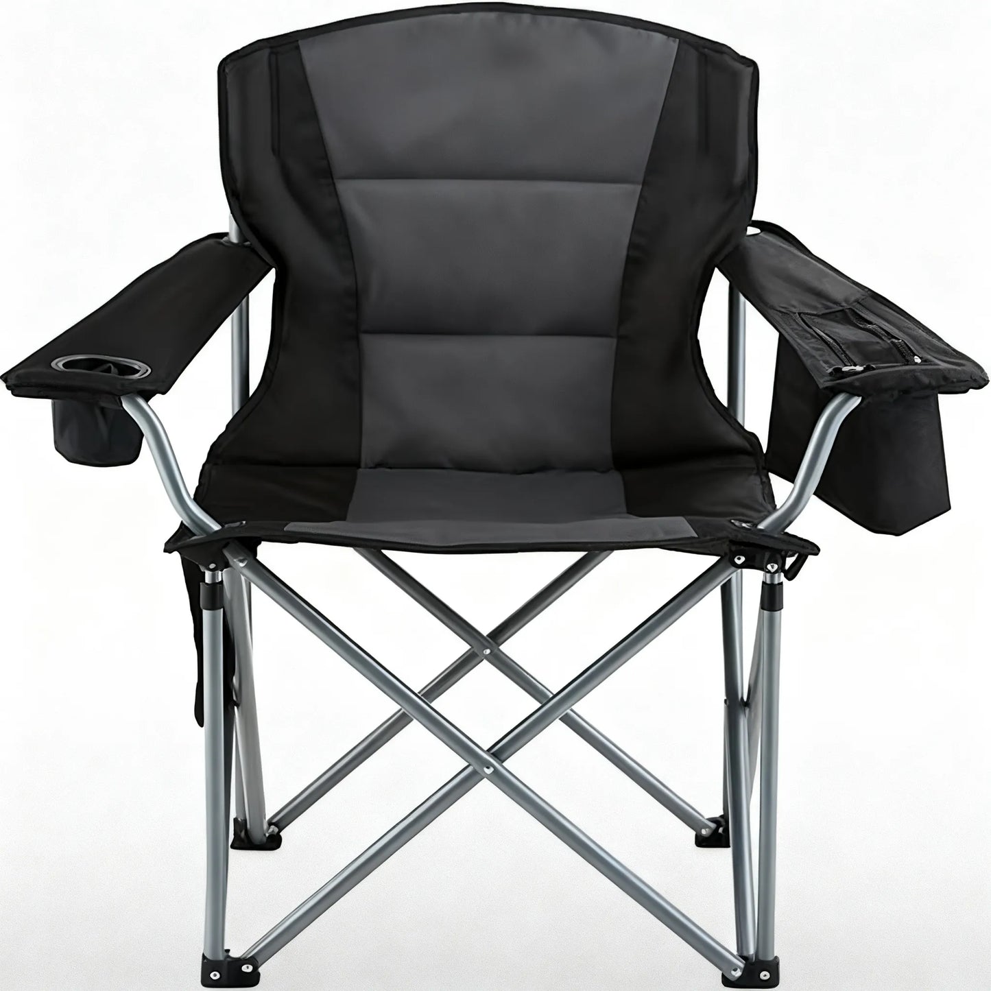 All-in-One Oversized Camping Chair | Padded Quad Lumbar, Side Pockets, Cup Holder & Attached Cooler