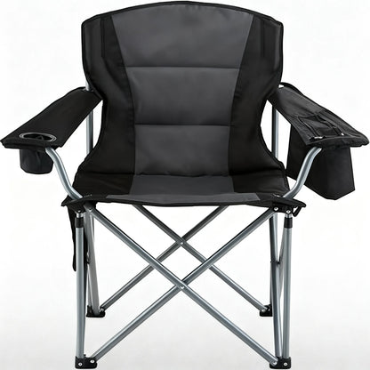 All-in-One Oversized Camping Chair | Padded Quad Lumbar, Side Pockets, Cup Holder & Attached Cooler