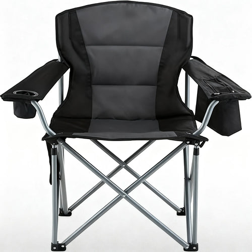 All-in-One Oversized Camping Chair | Padded Quad Lumbar, Side Pockets, Cup Holder & Attached Cooler