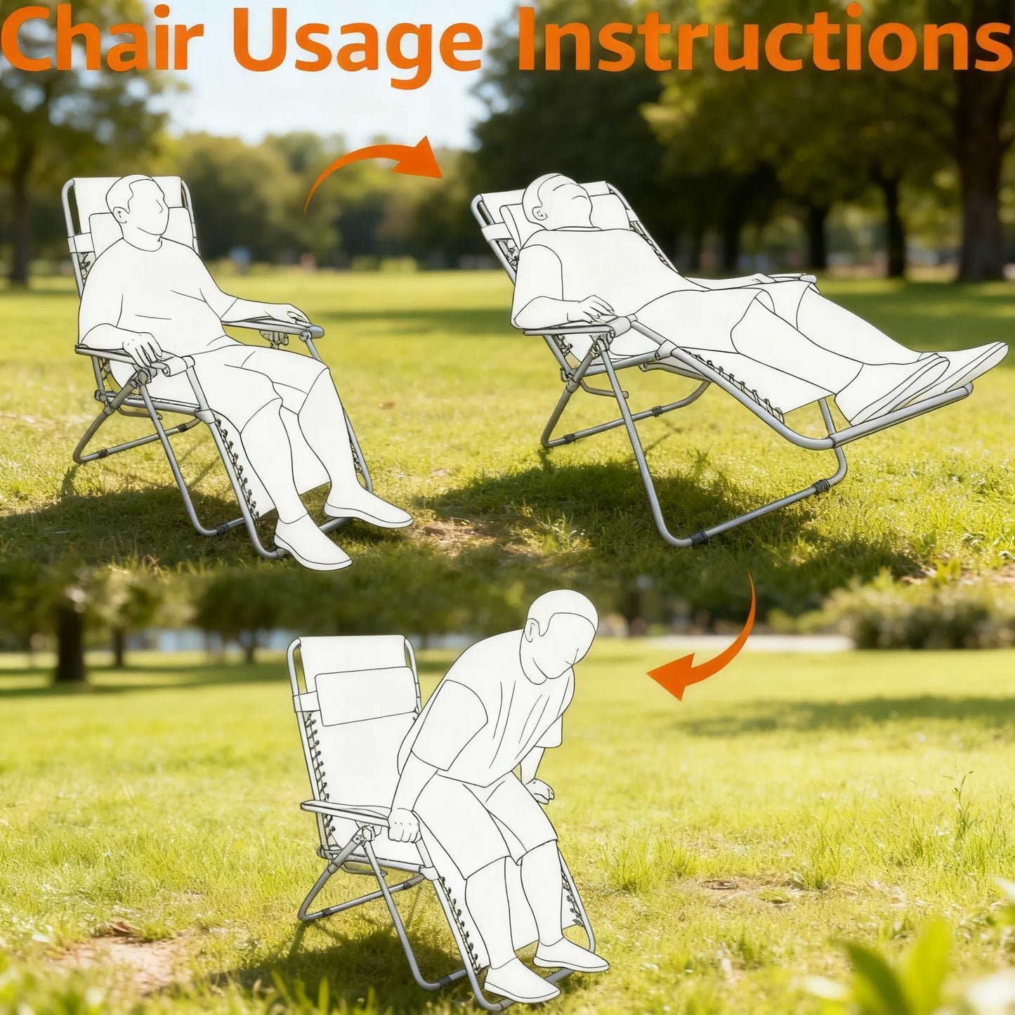 Folding Zero Gravity Chair, Textilene Recliner with Pillow for Outdoor Relaxation, Beige