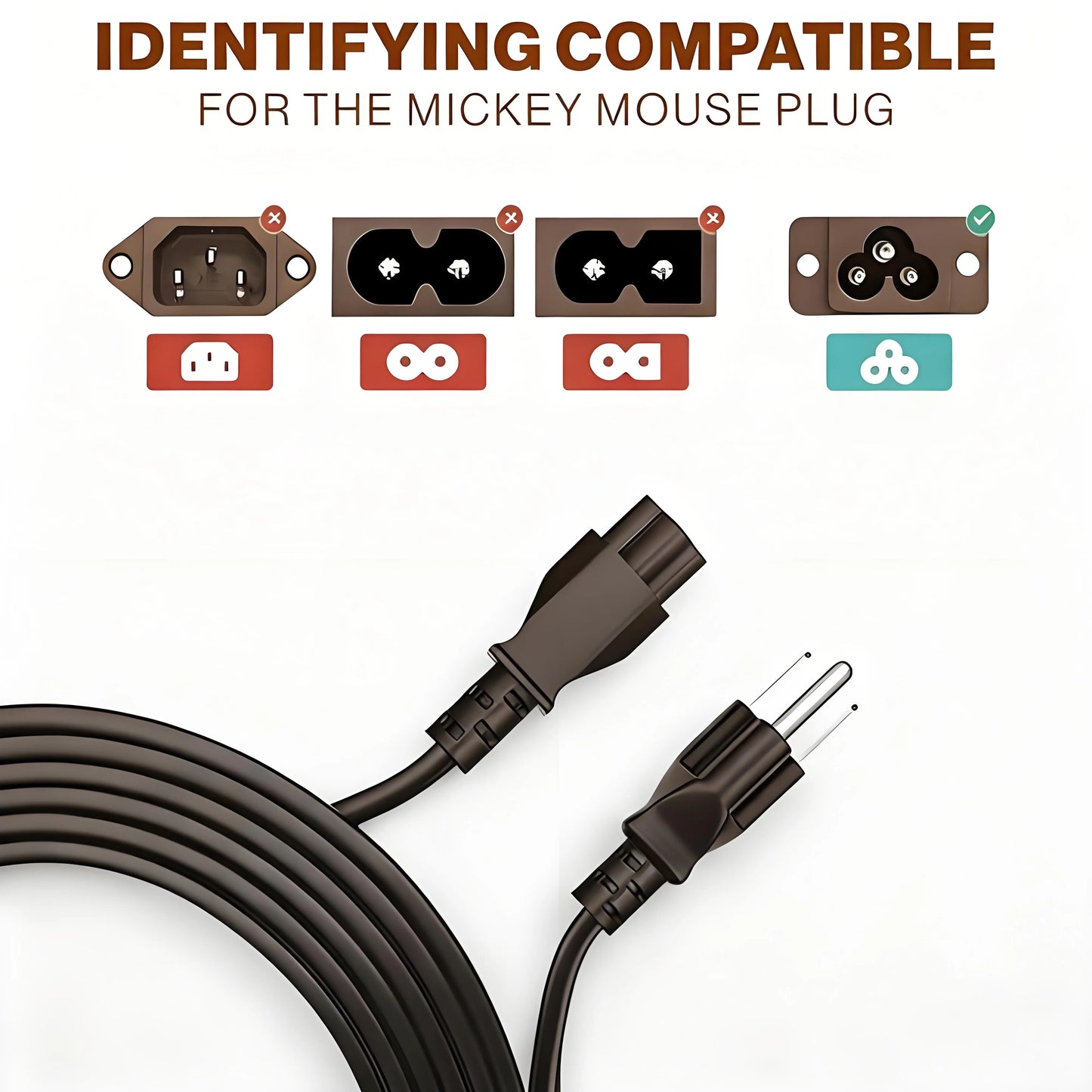3-Prong IEC C5 Power Cord - Universal Power Accessory for Multiple Devices