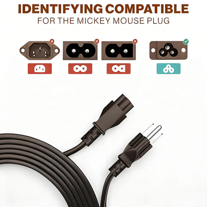 3-Prong IEC C5 Power Cord - Universal Power Accessory for Multiple Devices