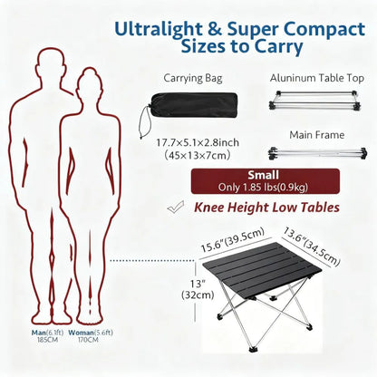 Foldable Aluminum Camping Table, Easy-Carry Design for Outdoor Cooking, Festivals & Home Use