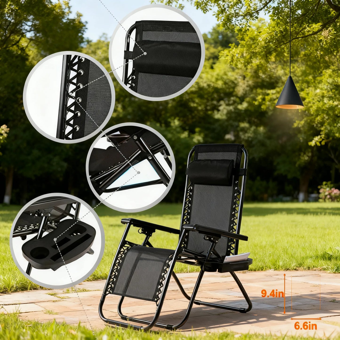 Adjustable Zero Gravity Chairs (Set of 2) - with Pillow, Cup Holder, Folding for Patio, Beach & Yard