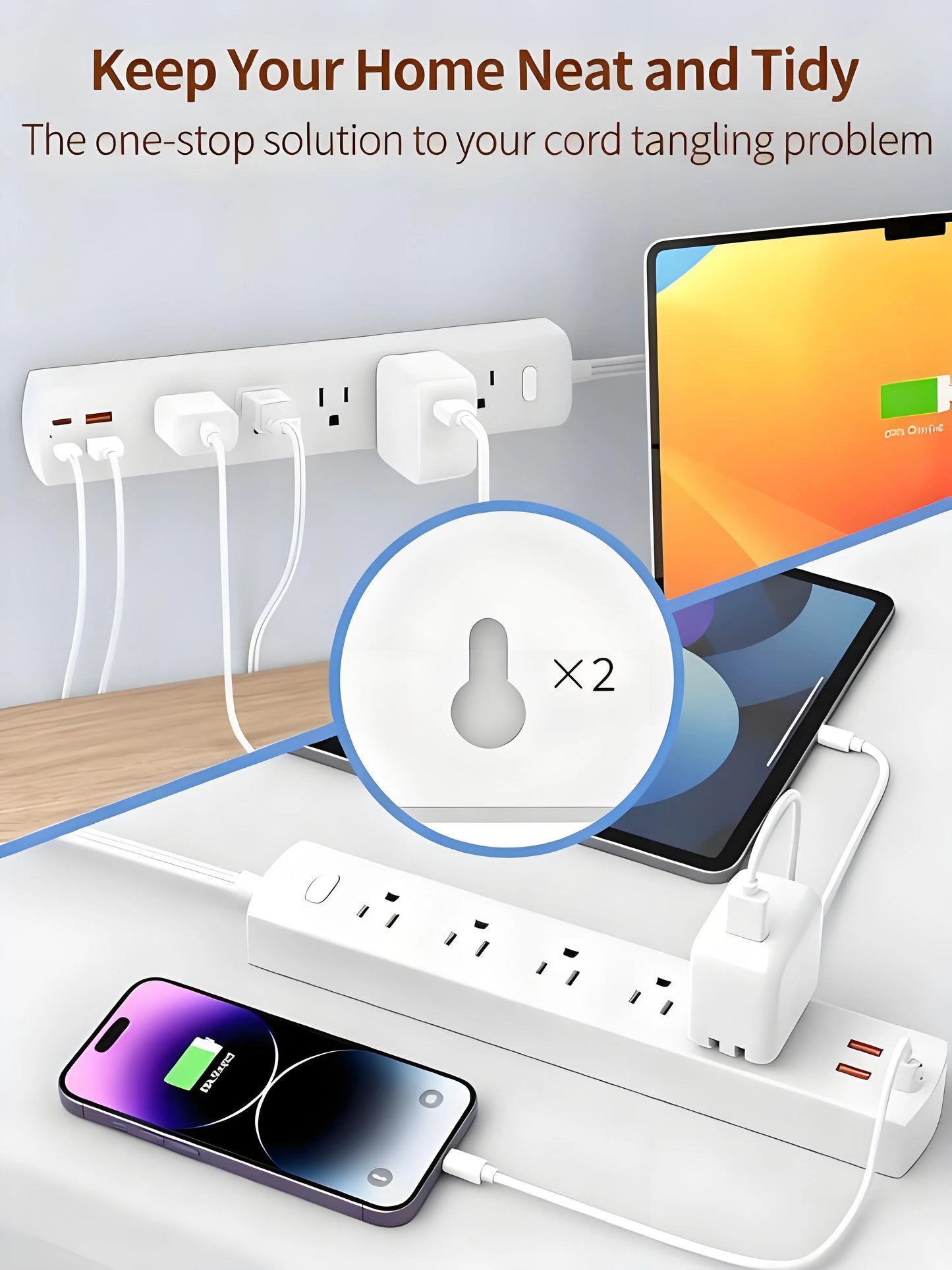 Multi-Port Surge Protector Power Strip - Expand 1 Outlet to 9 Devices