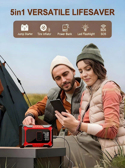 3000A Portable Car Battery Jump Starter (with Air Compressor) - A Multi-Scene Emergency Helper