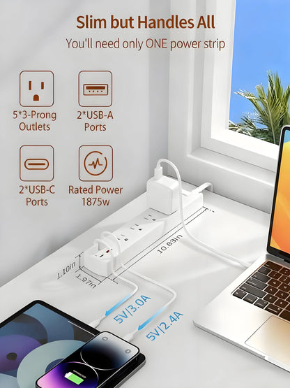 Multi-Port Surge Protector Power Strip - Expand 1 Outlet to 9 Devices
