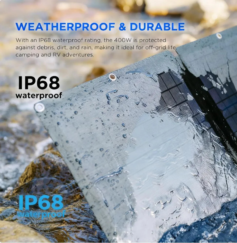 400W Solar Panel, Foldable, Waterproof, Adjustable Stand – Perfect for Outdoors