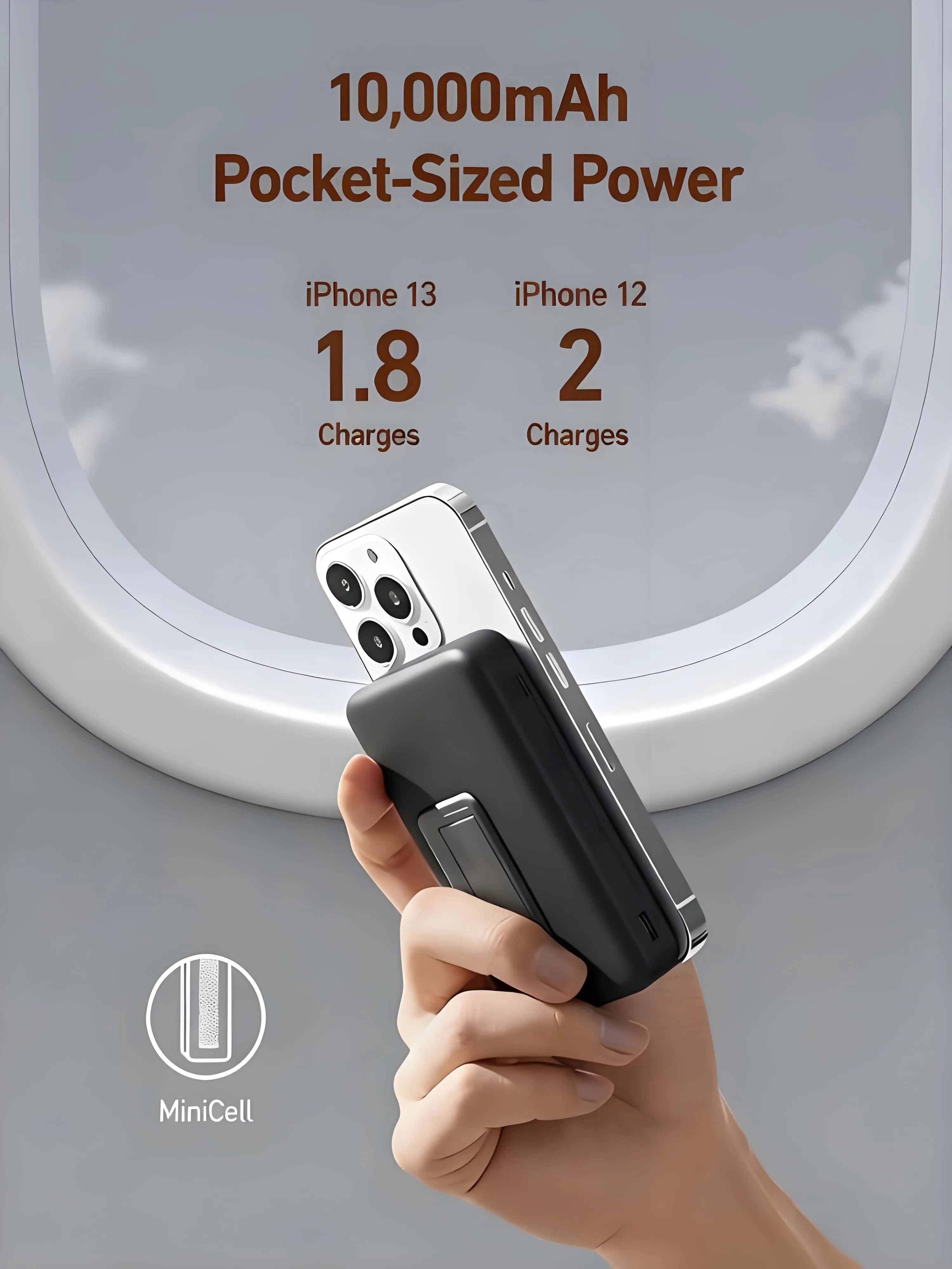 10000mAh MagSafe Portable Charger - 2-in-1 Portable Fast Charging